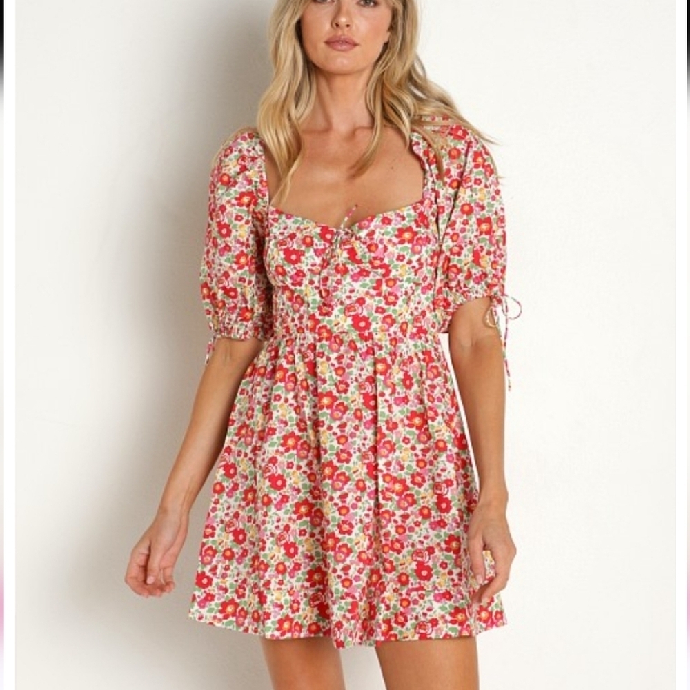 For Love And Lemons Auden Puff Sleeve Mini Dress Liberty Floral NWT Size XS